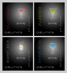 Set of design template for cocktail bar business cards.