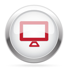 Red Computer Screen icon on chrome web button