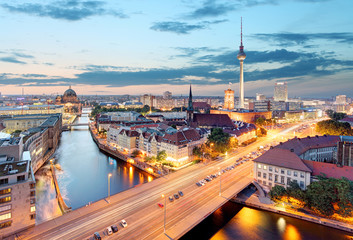 Berlin. Aerial view of Berlin during beautiful sunset.