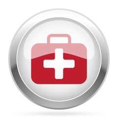 Red First Aid Kit icon on chrome web button