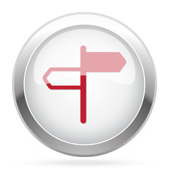 Obraz premium Red Road Signs icon on chrome web button