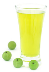 Fototapeta na wymiar Herbal amla juice with fresh fruits