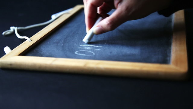 hands writing on chalkboard the senence " only good things"