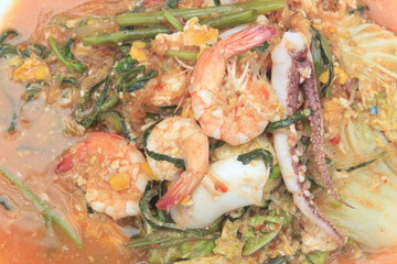 Fototapeta na wymiar Seafood Sukiyaki. 