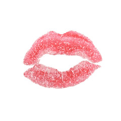 Lipstick kiss on white background. Vector illustration