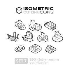 Isometric outline icons set 7