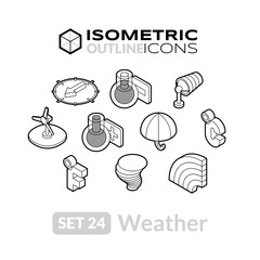 Isometric outline icons set 24