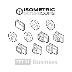Isometric outline icons set 31