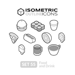 Isometric outline icons set 55 - 94344796