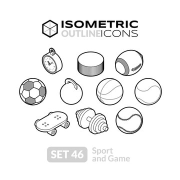 Isometric outline icons set 46
