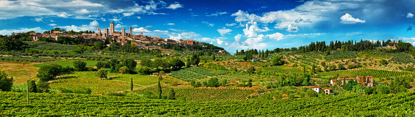 Fototapeta na wymiar Panoramic view on San Gimignano, one of the nicest villages of Italy
