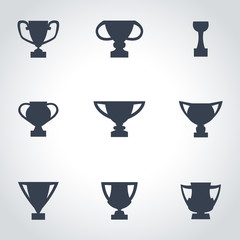 Vector black trophy icon set