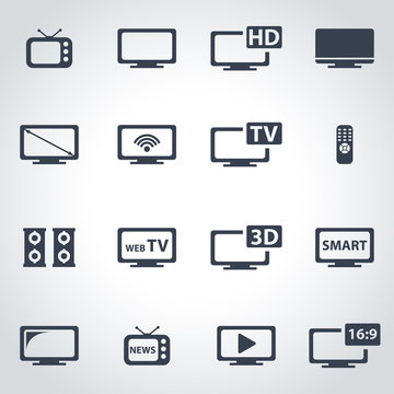 Vector Black Tv Icon Set