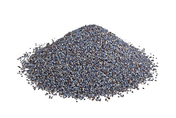 Seeds of poppy on white background