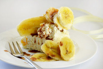 delicious and healthy banana dessert on white background