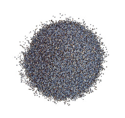 Seeds of poppy on white background