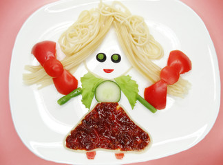 creative vegetable food dinner girl form