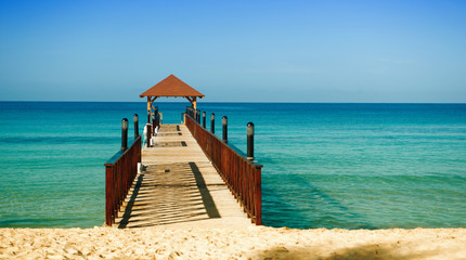 Wooden berth for ships stretching into the sea