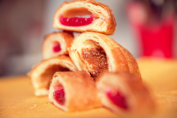 a pyramid of sliced croissant