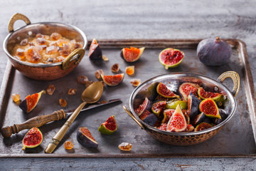 Fig jam.The ingredients for cooking.selective focus.