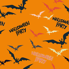 Halloween frame with a flying bat on a dark background.