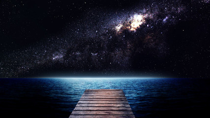 Sea at night. Elements of this image furnished by NASA
