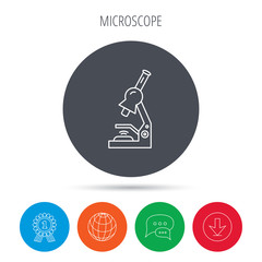 Obraz premium Microscope icon. Medical laboratory equipment.