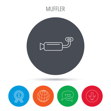 Muffer icon. Car fuel pipe or exhaust sign.
