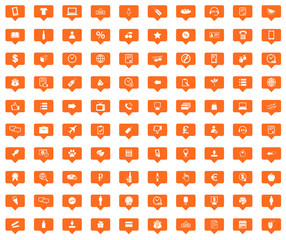 Shop orange message icons set