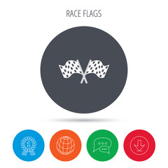 Crosswise racing flags icon. Finishing symbol.