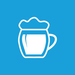 Beer mug icon, white