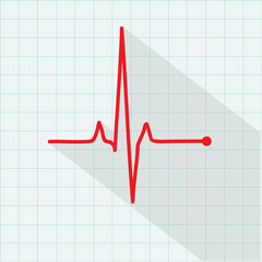 Vector pulse icon isolated over cardiogram grid