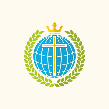 Church logo. Cross, clobe and crown