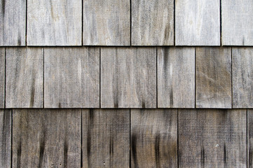 Weathered cedar shake roof shingles