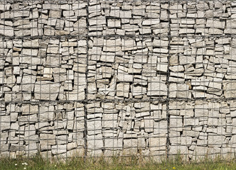 Gabion wall made of grey stones