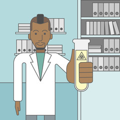 Laboratory assistant with test tube.