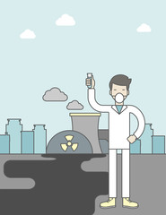 Laboratory assistant and radioactive plant.