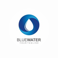 Water drop Logo design 3D vector template. Infinite Aqua droplet Logotype idea