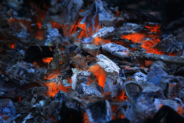 Burning charcoal.