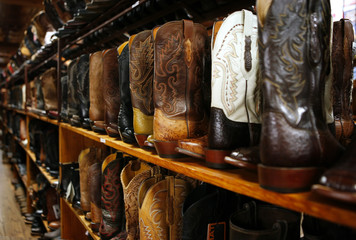 Cowboy boots on shelf