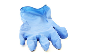 Blue medical glove isolated on white background