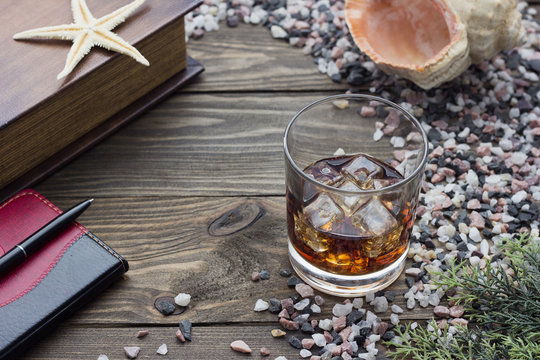 whiskey with a notebook