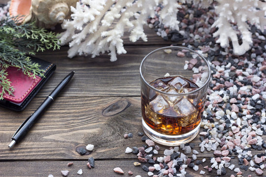 whiskey with a notebook