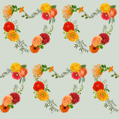 Vintage Colorful Floral Background - seamless pattern