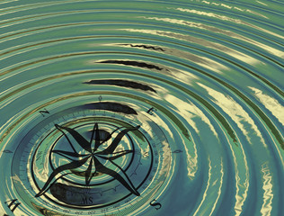 The compass (wind rose) in the water