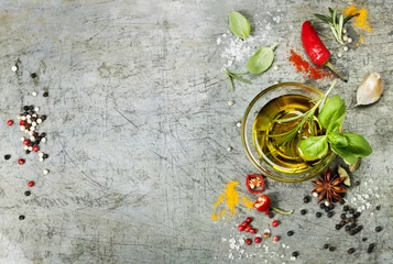 Crédence de cuisine en verre imprimé Aromatique Herbs and spices