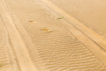 road in the sand on the lake