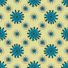 Natural turquoise flowers abstract seamless pattern background