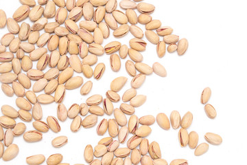 pistachios on a white background. close