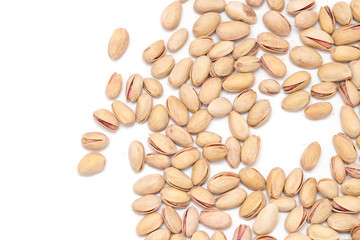 pistachios on a white background. close